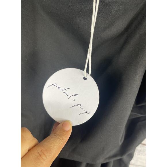 Petal & Pup Dress Women's XL Black Puff Sleeve Square Neck Lined Pockets Zip - Picture 6 of 10